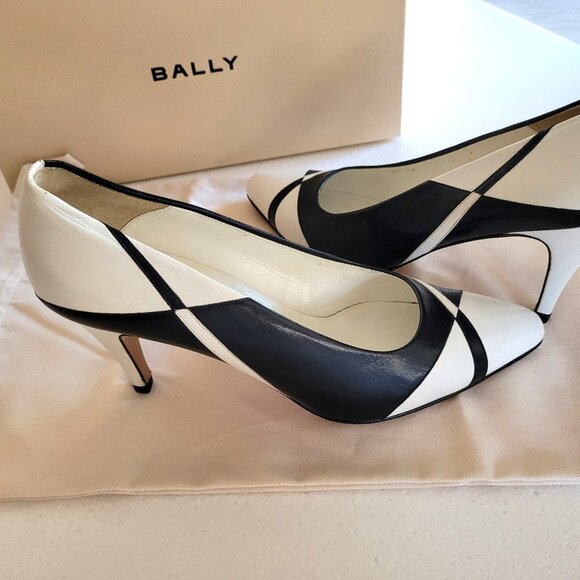 Bally Designer Pumps | Black & White Leather | Size 8.5 M | With Box Dust bag - Picture 9 of 14